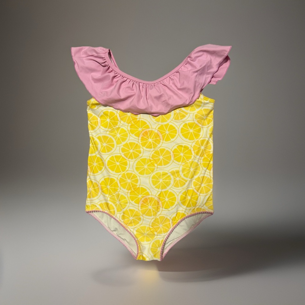 Matilda Jane, Girl’s Size 8 Swimsuit- Lemon & Pink Ruffle Design!